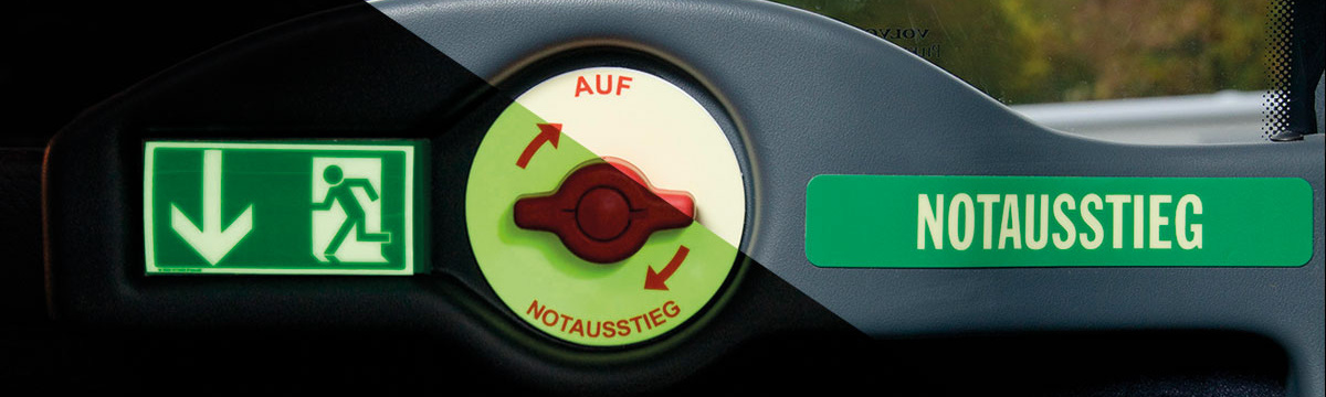 Sicherheitsschilder für Busse und Züge PERMALUX